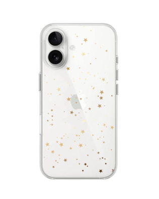 Etui do iPhone 16 Plus przeźroczyste, silikonowe Flexi, Zimowa magia, Złote gwiazdki