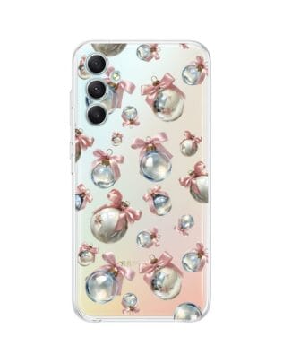 Etui do Samsung Galaxy A34 5G przeźroczyste, silikonowe Flexi, Przytulne święta, Pastelowe bombki