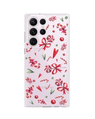 Etui do Samsung Galaxy S23 Ultra przeźroczyste, silikonowe Flexi, Cukierki świąteczne