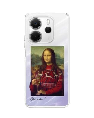 Etui do Xiaomi Redmi Note 14 4G przeźroczyste, silikonowe Flexi, Mona Lisa z szampanem