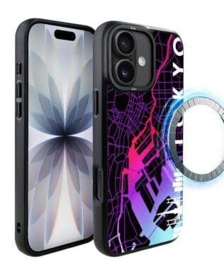 Etui do iPhone 17 IBIZU DropGuard Matt z MagSafe, mapy świata, Tokyo