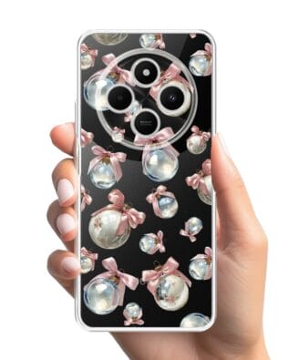 Etui do Xiaomi POCO C75 przeźroczyste, silikonowe Flexi, Przytulne święta, Pastelowe bombki