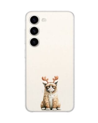 Etui do Samsung Galaxy S23 FE 5G przeźroczyste, silikonowe Flexi, Przytulne święta, Kot który nie chciał być reniferem