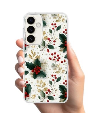 Etui do Samsung Galaxy S23 FE 5G z MagSafe przeźroczyste, silikonowe Flexi, Przytulne święta, Ozdoby świąteczne