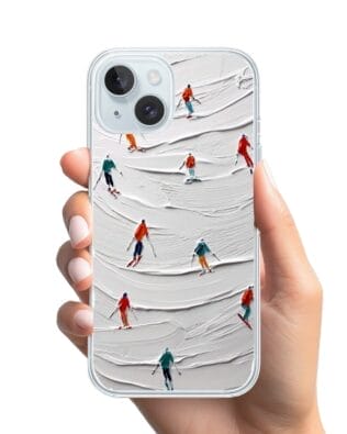 Etui do iPhone 15 przeźroczyste, silikonowe Flexi, Zimowa magia, Narciarski obraz