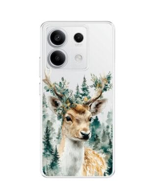 Etui do Xiaomi Redmi Note 13 Pro 5G przeźroczyste, silikonowe Flexi, Przytulne święta, Leśny jelonek