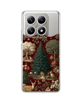 Etui do Xiaomi 14T Pro przeźroczyste, silikonowe Flexi, Zimowa magia, świąteczny las