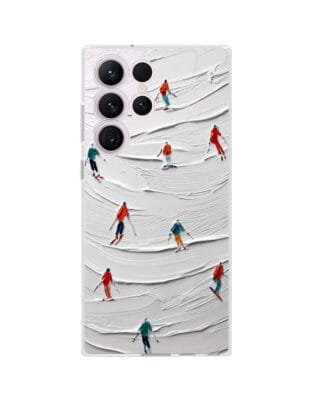 Etui do Samsung Galaxy S23 Ultra przeźroczyste, silikonowe Flexi, Zimowa magia, Narciarski obraz