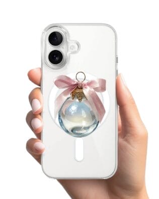 Etui do iPhone 16 Plus z MagSafe przeźroczyste, silikonowe Flexi, Przytulne święta, Kryształowa bombka