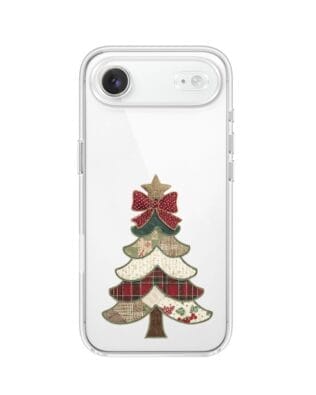 Etui do iPhone Air przeźroczyste, silikonowe Flexi, Przytulne święta, Kraciasta choinka