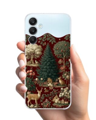 Etui do Samsung Galaxy M35 5G przeźroczyste, silikonowe Flexi, Zimowa magia, świąteczny las