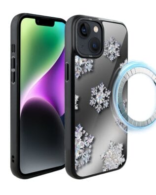 Etui do iPhone 14 Plus IBIZU DropGuard Matt z MagSafe, Zimowa magia, Królewskie płatki śniegu