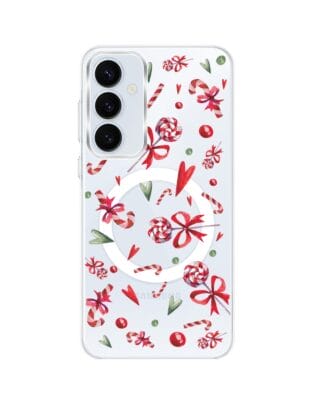 Etui do Samsung Galaxy A55 5G z MagSafe przeźroczyste, silikonowe Flexi, Cukierki świąteczne