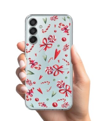 Etui do Samsung Galaxy M15 5G przeźroczyste, silikonowe Flexi, Cukierki świąteczne