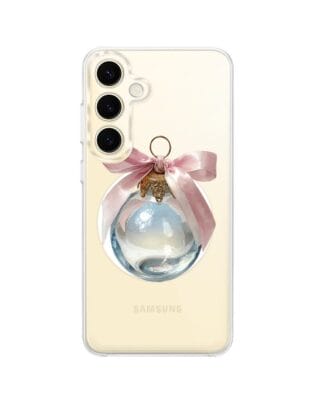 Etui do Samsung Galaxy S24 z MagSafe przeźroczyste, silikonowe Flexi, Przytulne święta, Kryształowa bombka