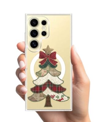 Etui do Samsung Galaxy S24 Ultra z MagSafe przeźroczyste, silikonowe Flexi, Przytulne święta, Kraciasta choinka