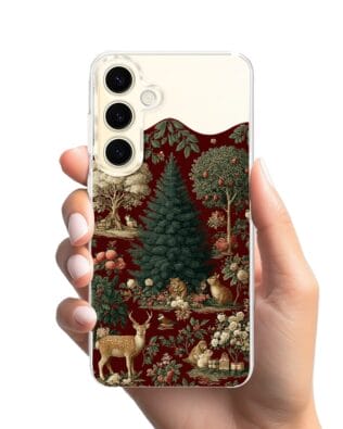 Etui do Samsung Galaxy S24 Plus z MagSafe przeźroczyste, silikonowe Flexi, Zimowa magia, świąteczny las