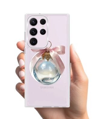 Etui do Samsung Galaxy S23 Ultra z MagSafe przeźroczyste, silikonowe Flexi, Przytulne święta, Kryształowa bombka