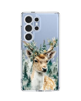 Etui do Samsung Galaxy S25 Ultra przeźroczyste, silikonowe Flexi, Przytulne święta, Leśny jelonek