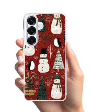 Etui do Samsung Galaxy S25 z MagSafe przeźroczyste, silikonowe Flexi, Przytulne święta, Rustykalna świąteczna kraina