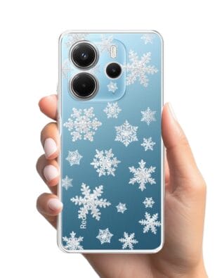 Etui do Xiaomi Redmi Note 14 5G przeźroczyste, silikonowe Flexi, Zimowa magia, Delikatne płatki śniegu