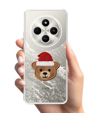 Etui do Xiaomi POCO C75 przeźroczyste, silikonowe Flexi, Przytulne święta, Miś mikołajek