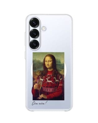 Etui do Samsung Galaxy S25 z MagSafe przeźroczyste, silikonowe Flexi, Mona Lisa z szampanem