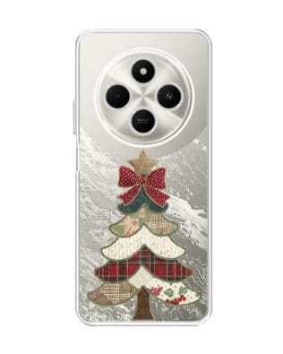 Etui do Xiaomi POCO C75 przeźroczyste, silikonowe Flexi, Przytulne święta, Kraciasta choinka