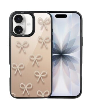 Etui do iPhone 17 IBIZU DropGuard Matt z MagSafe, Zimowa magia, Perłowe kokardki