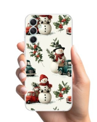 Etui do Samsung Galaxy A34 5G przeźroczyste, silikonowe Flexi, Przytulne święta, Zimowe miasteczko