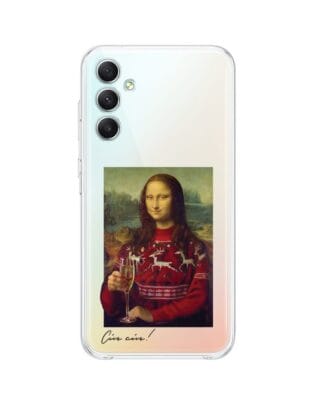 Etui do Samsung Galaxy A34 5G przeźroczyste, silikonowe Flexi, Mona Lisa z szampanem