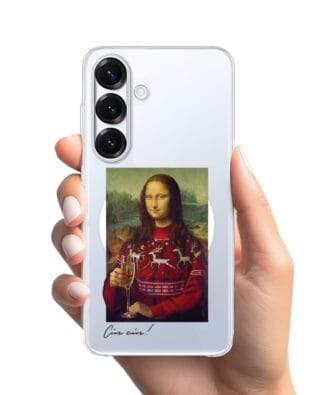 Etui do Samsung Galaxy S25 z MagSafe przeźroczyste, silikonowe Flexi, Mona Lisa z szampanem