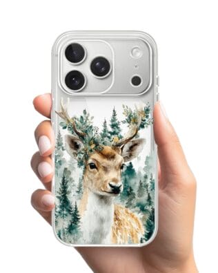 Etui do iPhone 17 Pro przeźroczyste, silikonowe Flexi, Przytulne święta, Leśny jelonek