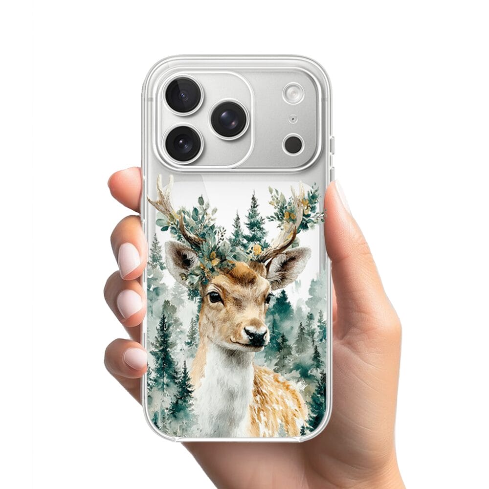 Etui do iPhone 17 Pro przeźroczyste, silikonowe Flexi, Przytulne święta, Leśny jelonek - obrazek 2