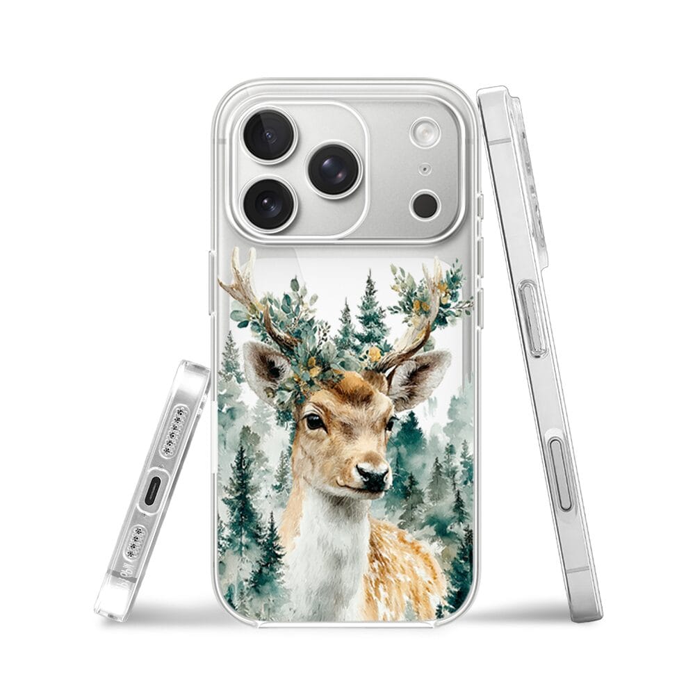Etui do iPhone 17 Pro przeźroczyste, silikonowe Flexi, Przytulne święta, Leśny jelonek - obrazek 3