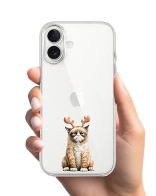 Etui do iPhone 17 przeźroczyste, silikonowe Flexi, Przytulne święta, Kot który nie chciał być reniferem