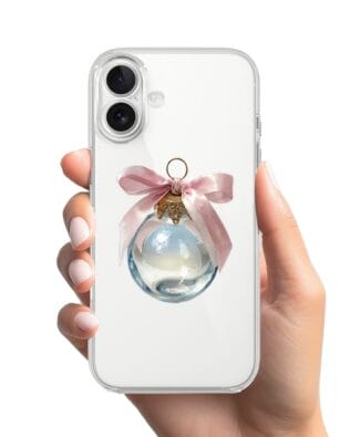 Etui do iPhone 17 przeźroczyste, silikonowe Flexi, Przytulne święta, Kryształowa bombka