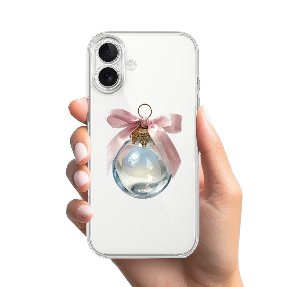 Etui do iPhone 17 przeźroczyste, silikonowe Flexi, Przytulne święta, Kryształowa bombka - obrazek 2