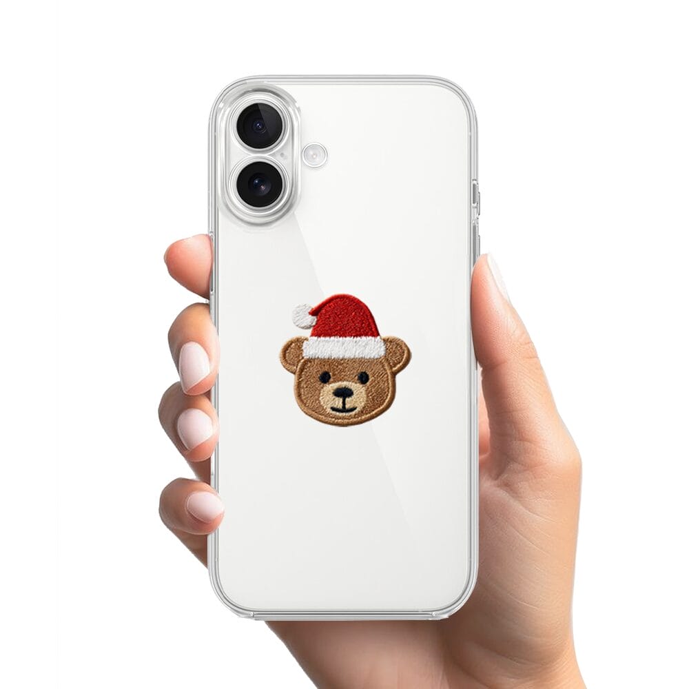 Etui do iPhone 17 przeźroczyste, silikonowe Flexi, Przytulne święta, Miś mikołajek - obrazek 2