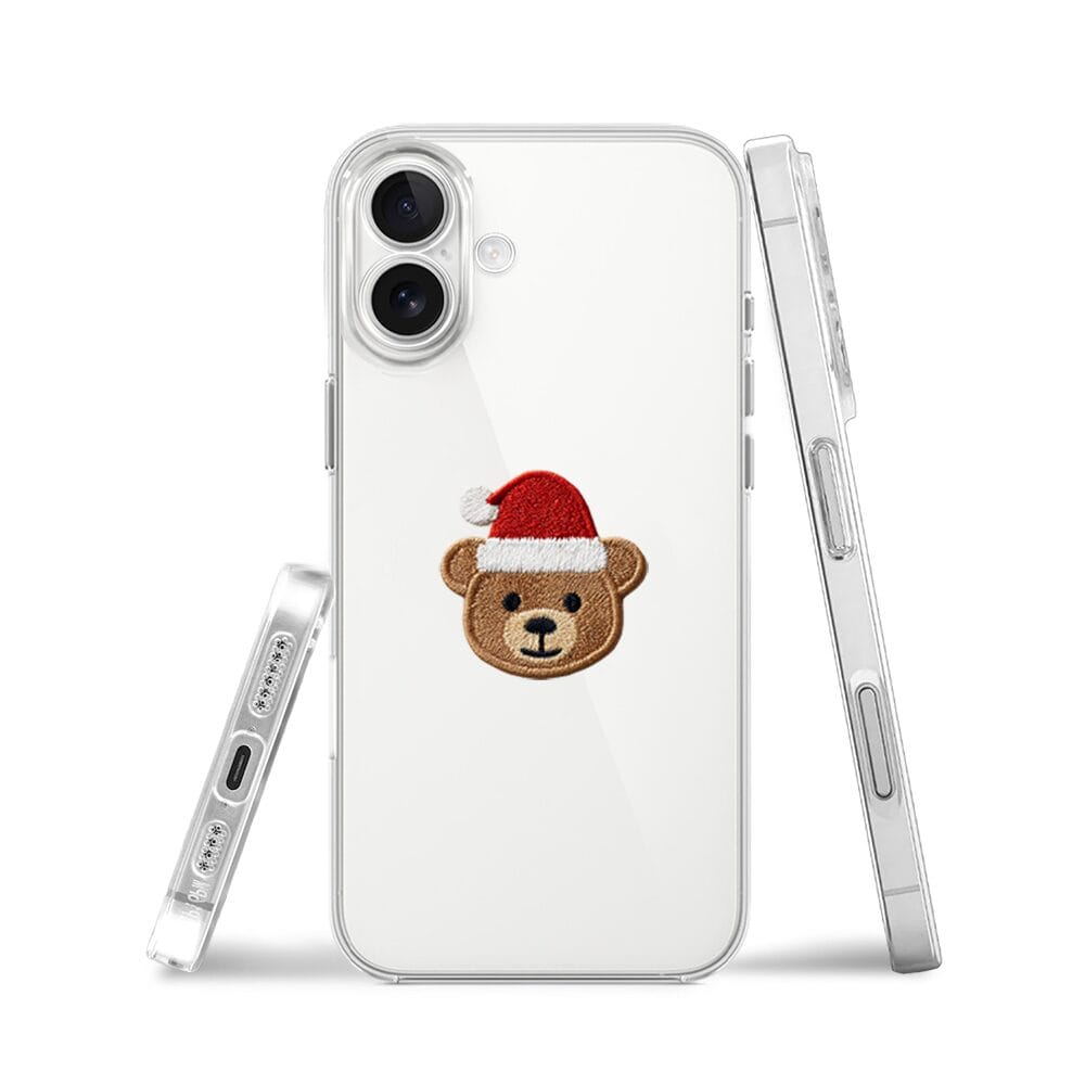 Etui do iPhone 17 przeźroczyste, silikonowe Flexi, Przytulne święta, Miś mikołajek - obrazek 3