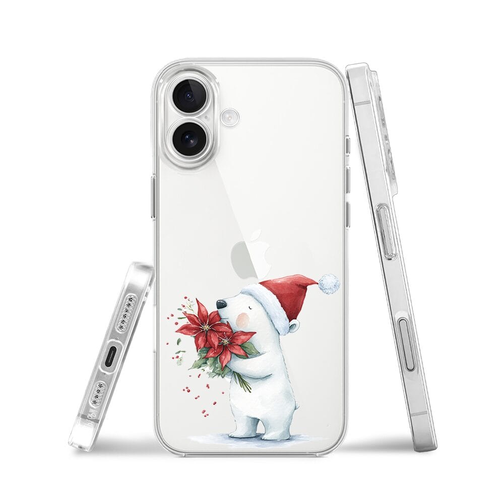 Etui do iPhone 17 przeźroczyste, silikonowe Flexi, Przytulne święta, Miś świąteczny - obrazek 3