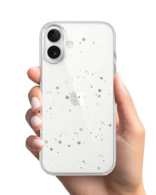 Etui do iPhone 17 przeźroczyste, silikonowe Flexi, Zimowa magia, Szampańskie gwiazdki