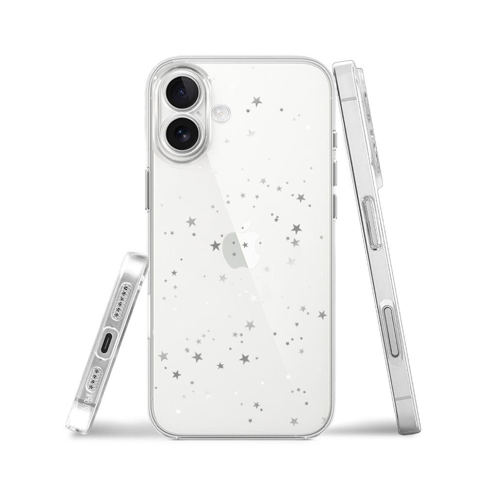 Etui do iPhone 17 przeźroczyste, silikonowe Flexi, Zimowa magia, Szampańskie gwiazdki - obrazek 3
