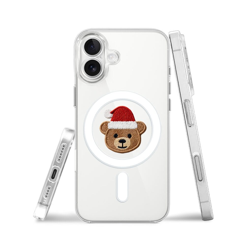 Etui do iPhone 17 z MagSafe przeźroczyste, silikonowe Flexi, Przytulne święta, Miś mikołajek - obrazek 3
