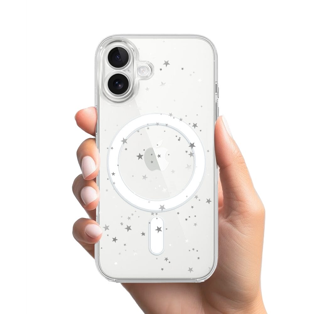 Etui do iPhone 17 z MagSafe przeźroczyste, silikonowe Flexi, Zimowa magia, Szampańskie gwiazdki - obrazek 2