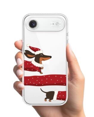 Etui do iPhone Air przeźroczyste, silikonowe Flexi, Przytulne święta, świąteczny jamnik