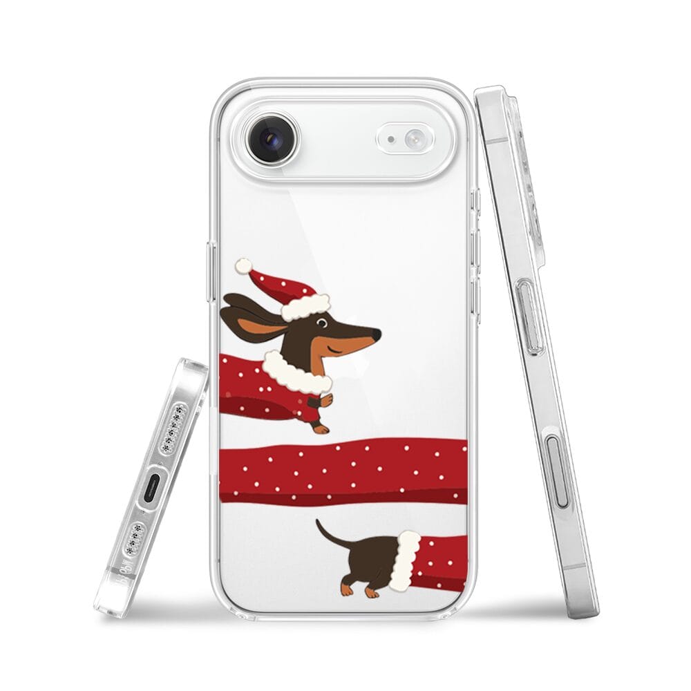 Etui do iPhone Air przeźroczyste, silikonowe Flexi, Przytulne święta, świąteczny jamnik - obrazek 3