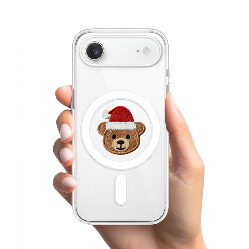 Etui do iPhone Air z MagSafe przeźroczyste, silikonowe Flexi, Przytulne święta, Miś mikołajek - obrazek 2