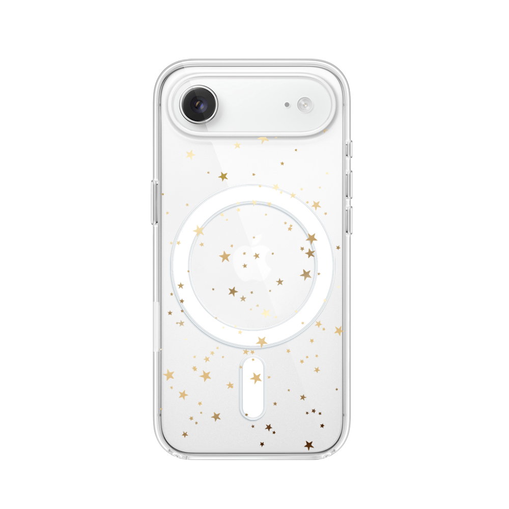 Etui do iPhone Air z MagSafe przeźroczyste, silikonowe Flexi, Zimowa magia, Złote gwiazdki - obrazek 3