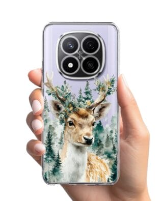 Etui do Xiaomi Redmi Note 14 Pro 4G przeźroczyste, silikonowe Flexi, Przytulne święta, Leśny jelonek